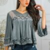 Bohemian Ribbed Flowers Top