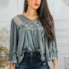 Bohemian Ribbed Flowers Top - Image 3