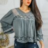 Bohemian Ribbed Flowers Top - Image 7