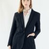 Black Pinstripes Suit Blazer - Image 2