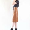 Glossy Brown Vegan Leather Pencil Skirt - Image 4