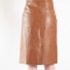 Glossy Brown Vegan Leather Pencil Skirt - Image 6
