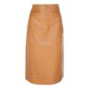 Glossy Brown Vegan Leather Pencil Skirt - Image 7