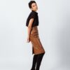 Glossy Brown Vegan Leather Pencil Skirt - Image 5